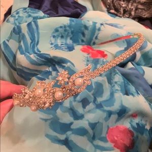 Pearl and rhinestone wedding headband